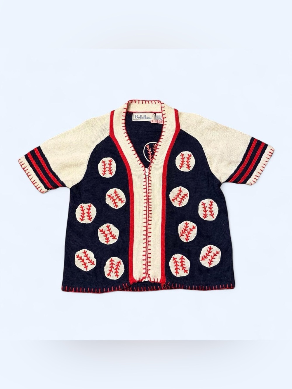 Vintage Knit Cardigan Baseball Sweater by Belle Pointe!